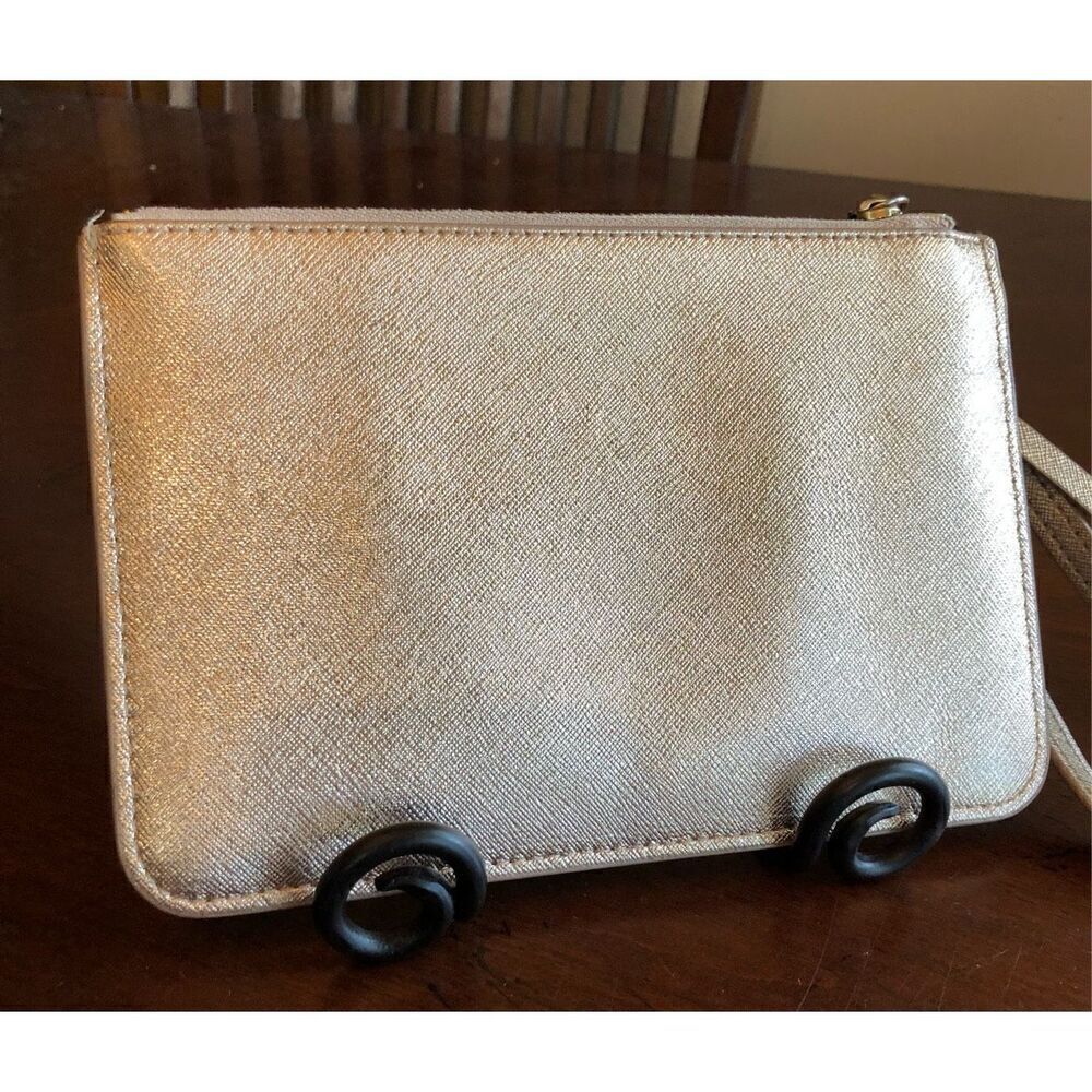 KATE SPADE ♠️ - 🎉HP🎉 EUC Rose Gold Metallic Leather Laurel Way Tinie Wristlet - Picture 4 of 16